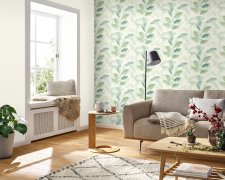 Vliesová tapeta zelené, šedé listy (0,53 x 10,05 m) / Vliesové tapety na zeď Liverna 416343 Rasch