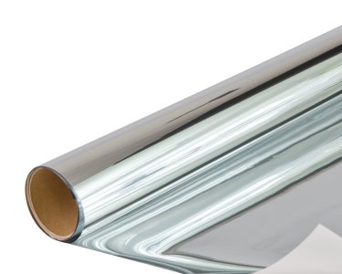 Statická protisluneční fólie na okna stříbrná zrcadlový efekt, rozměr 90 cm x 2 m / adhezivní fólie na sklo 53439 Static Silver Mirror Venilia