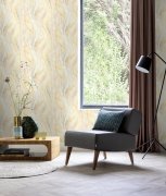 Vliesová tapeta žlutá, hnědá, šedá vlnky (0,53 x 10,05 m) / Vliesové tapety na zeď Liverna 416503 Rasch