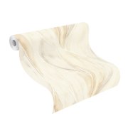 Vliesová tapeta bílá, šedá, béžová vlnky (0,53 x 10,05 m) / Vliesové tapety na zeď Liverna 416527 Rasch