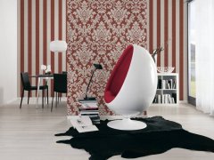 Vliesová tapeta do bytu Pruhy, barva béžová, červená, metalická z kolekce Trendwall