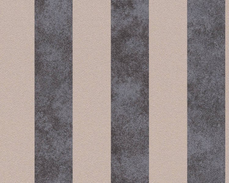 Vliesová tapeta Pruhy, barva béžová, černá, metalická 372714 / Tapety na zeď 37271-4 Trendwall (0,53 x 10,05 m) A.S.Création