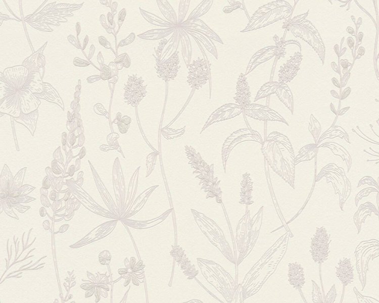 Vliesová tapeta Country styl, růžová, bílá, metalická - byliny, trávy, rostliny 373632 / Tapety na zeď 37363-2 Trendwall (0,53 x 10,05 m) A.S.Création