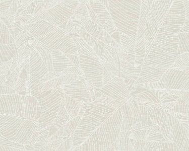 Vliesová tapeta 36633-1 listy, šedá, bílá / Vliesové tapety na zeď 366331 Linen Style (0,53 x 10,05 m) A.S.Création