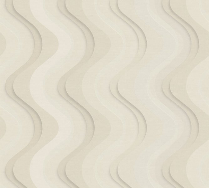 Vliesová tapeta geometrický vzor vlnky, béžová, šedá, bílá 664-01 / Tapety na zeď Balade 376041 (0,53 x 10,05 m) Dekens