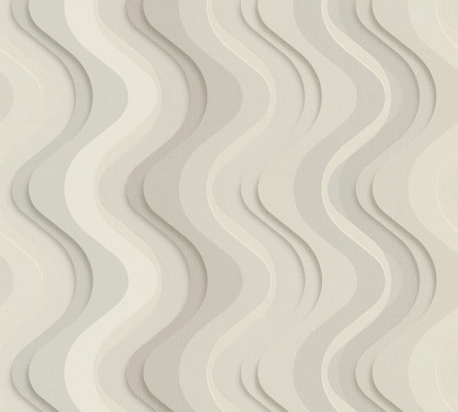 Vliesová tapeta geometrický vzor vlnky, šedá, bílá 664-03 / Tapety na zeď Balade 376043 (0,53 x 10,05 m) Dekens