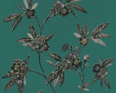 Vliesová tapeta 374722 černá, zlatá zelená, květy / Tapety na zeď 37472-2 Asian Fusion (0,53 x 10,05 m) A.S.Création