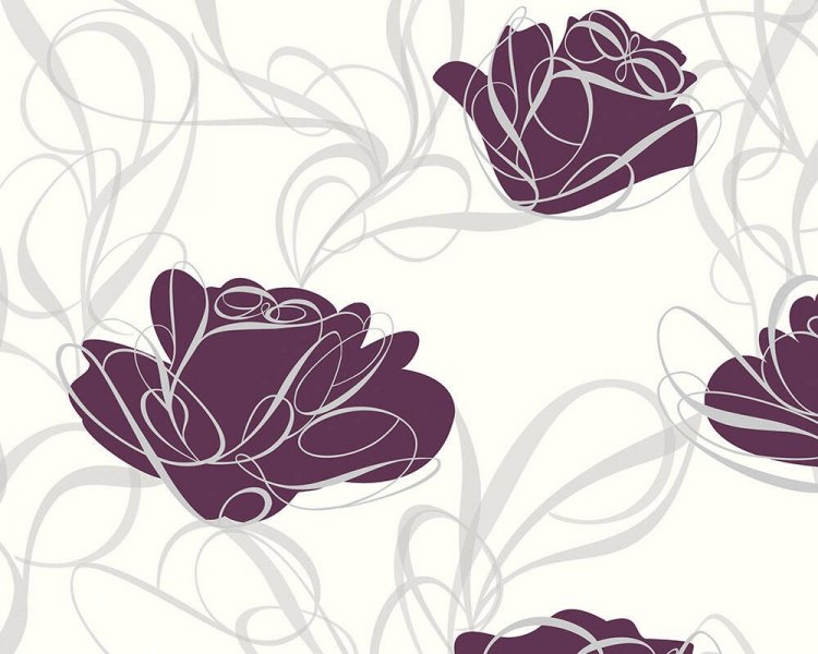 Vliesová tapeta fialové květy, bílý podklad 131928 / Vliesové tapety Key to Fairyland 1319-28 (0,53 x 10,05 m) A.S.Création