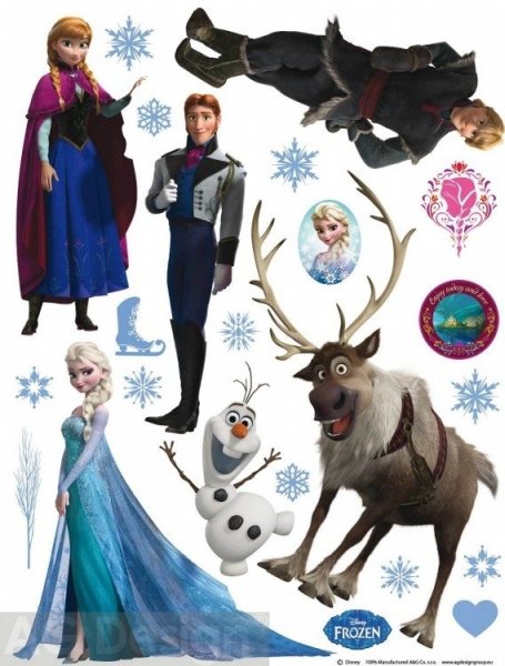 Samolepicí dekorace pro děti Ledové království DK1776 / Samolepící nálepka Frozen (65 x 85 cm) AG Design