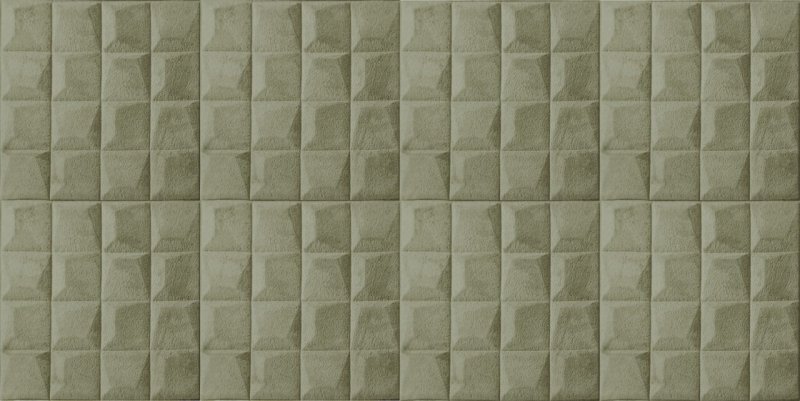 Samolepicí 3D dekorace ze sametu, veluru, khaki, zelené čtverce, rozměr 1,4 m x  0,69 m x 4-7 mm / obklad na stěnu VEL007