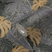 Vliesová tapeta džungle, banánové listy, černá, zlatá 389051 / Tapety na zeď 38905-1 House of Turnowsky (0,53 x 10,05 m) A.S.Création
