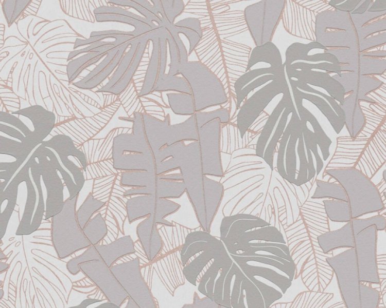 Vliesová tapeta džungle, banánové listy, šedá, metalická 389053 / Tapety na zeď 38905-3 House of Turnowsky (0,53 x 10,05 m) A.S.Création
