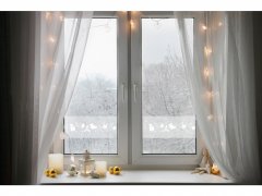 Vánoční statická bordura na sklo W4 (20 x 150 cm) / Dekorativní statické bordury sněhuláček