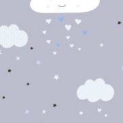 Noční obloha s mraky v kombinaci modré, šedé s bílé barvy - vliesová dětská tapeta od A.S.Création