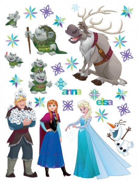 Samolepicí dekorace na zeď DK2303 Ledové království / Dekorační nálepky Frozen, Anna a Elsa (65 x 85 cm) AG Design
