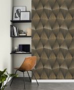 Samolepicí tapeta Cairo, geometrický 3D motiv, černá, zlatá 0,53 x 6 m / Tapety na zeď 370713 Rasch