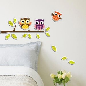 3D samolepicí pěnová dekorace na zeď malé sovy 59510 / Pěnová samolepka na zeď Little Owls (15 x 31 cm) Crearreda