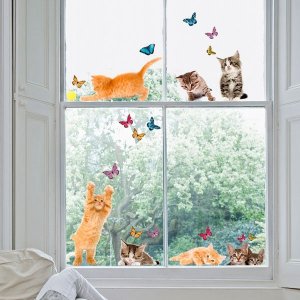 Okenní statická dekorace kočky 64001 / Dekorace na sklo Cats Crearreda (31 x 31 cm)