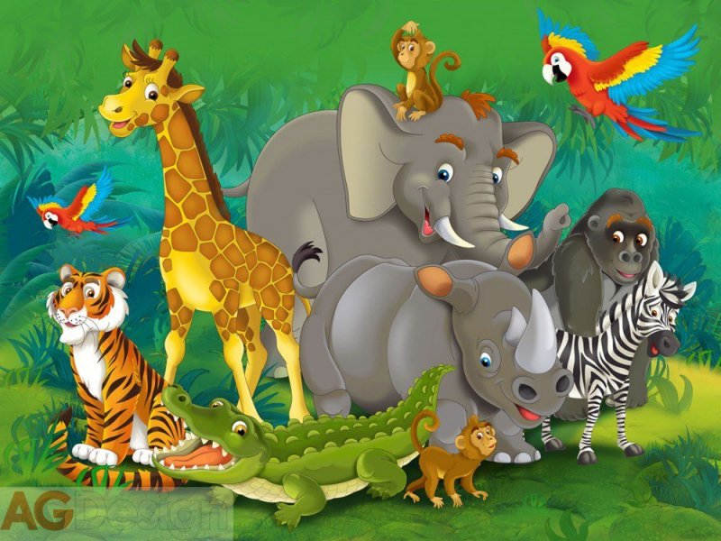 Vliesová fototapeta Zvířata v džungli v Africe FTNXXL-2420 / fototapety na zeď  Jungle Animals (360 X 270 cm) AG Design