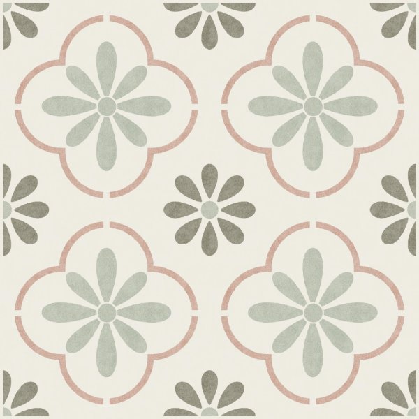 Samolepicí podlahové čtverce PVC Olivové okvětní lístky vintage (30,5 x 30,5 cm) 2745084 / samolepící vinylové podlahy - PVC dlaždice 274-5084 d-c-fix floor