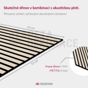 Akustický lamelový panel pravé dřevo, světlá dubová dýha na filcovém podkladu, rozměr 52 x 52 cm z kolekce Modular Wall A.S.Création