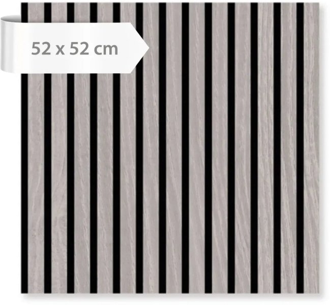 Akustický lamelový panel dřevo, šedá dubová dýha, 52 x 52 cm / Modular Wall 136703  A.S.Création