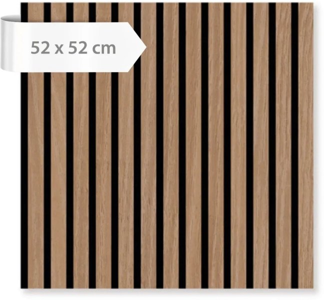 Akustický lamelový panel dřevo, tmavá dubová dýha, 52 x 52 cm / Modular Wall 136705 A.S.Création