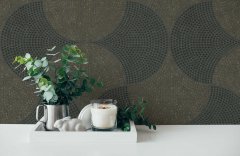 Geometrická tapeta s mozaikovám vzorem a vintage vzhledem v černé a šedé barvě - grafická vliesová tapeta na zeď od A.S.Création