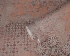 Barevná vliesová tapeta se vzorem rustikální mozaiky - hnědá, šedá, oranžová - to je vliesová tapeta od A.S.Création