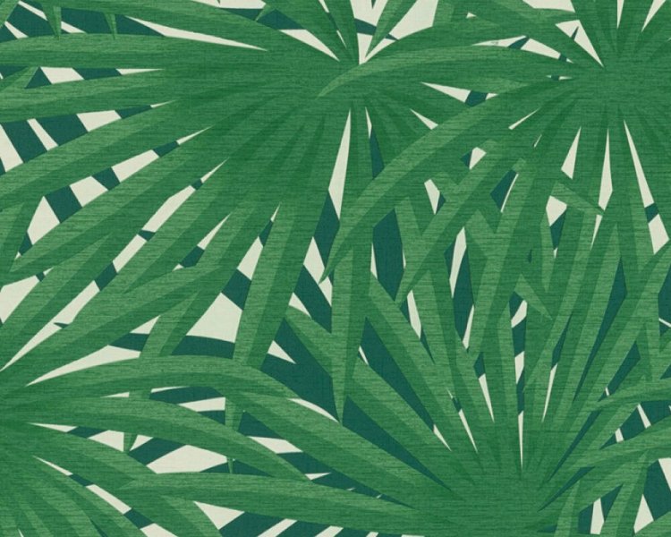 Vliesová designová tapeta Jungle s metalickým efektem, zelená, bílá, metalická 378613 / Tapety na zeď 37861-3 Metropolitan Stories 2 (0,53 x 10,05 m) A.S.Création