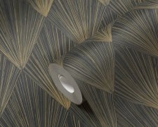 Grafická designová vliesová tapeta, moderní styl Art Deco - černá, šedá, zlatá, metalická - vliesová tapeta od A.S.Création