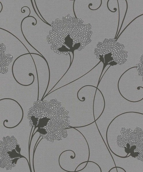 Vliesová tapeta 898507 šedé květy / Vliesové tapety na zeď Aldora 2020 (0,53 x 10,05 m) Rasch