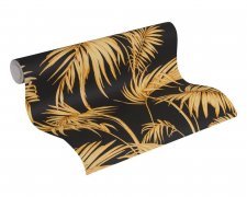 tapeta zlaté palmové listy na černém podkladu