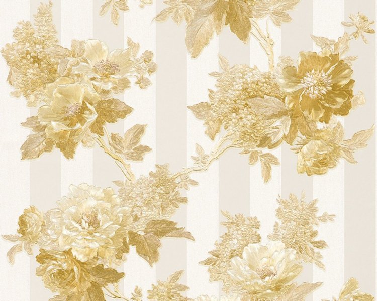 Vliesová tapeta květy, krémová, zlatá 30446-5 / Tapety na zeď 304465 Romantica 3 AS (0,53 x 10,05 m) A.S.Création