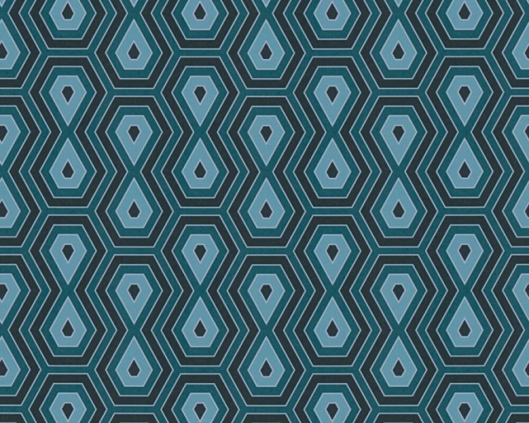 Vliesová tapeta modrá, černá, šedá, geometrická 377072 / Tapety na zeď 37707-2 Jungle Chic (0,53 x 10,05 m) A.S.Création