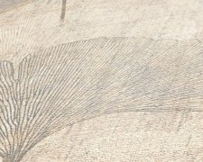 Vliesová tapeta 322653 z kolekce Borneo - listy Gingo, s metalickým efektem, béžová, stříbrná, hnědá