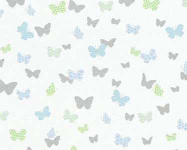 Vliesová tapeta dětská modrá, zelená, bílá - Motýli 369333 / Tapety na zeď 36933-3 Attractive (0,53 x 10,05 m) A.S.Création