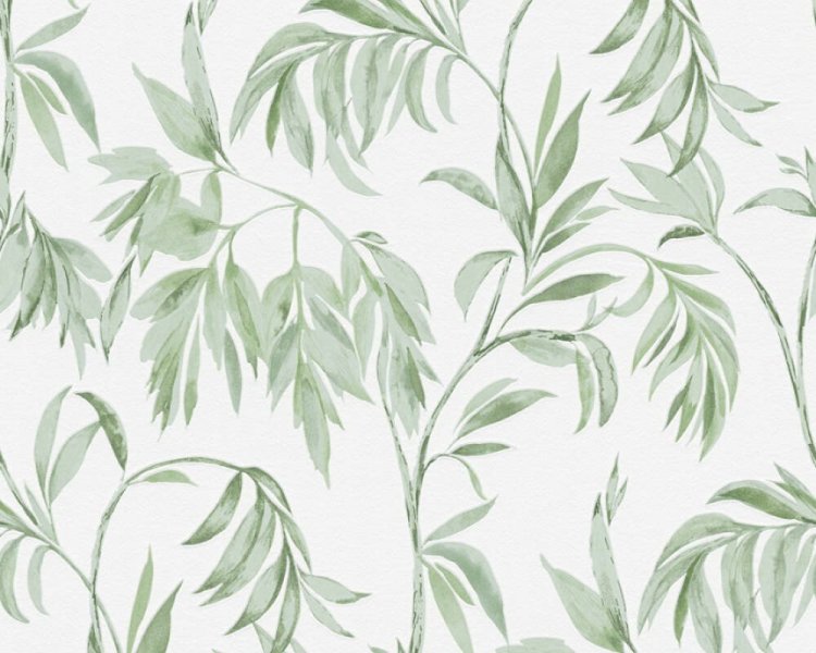 Vliesová tapeta zelené listy na bílém podkladu  378301 / Tapety na zeď 37830-1 Attractive (0,53 x 10,05 m) A.S.Création