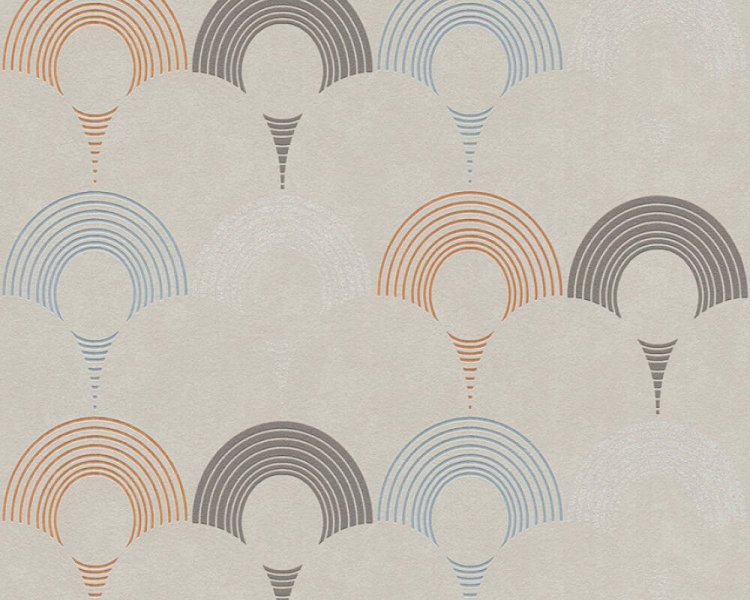 Vliesová retro tapeta grafická -  béžová, hnědá, šedá, oranžová, taupe 374803 / Tapety na zeď 37480-3 Pop Style (0,53 x 10,05 m) A.S.Création