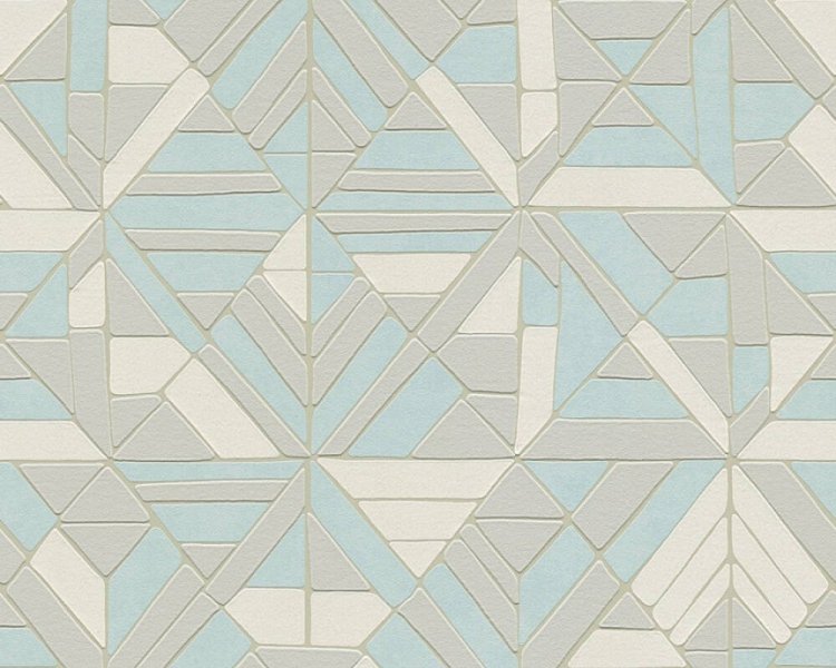 Vliesová retro tapeta 374813 grafická -  modrá, krémová, šedá, taupe / Tapety na zeď 37481-3 Pop Style (0,53 x 10,05 m) A.S.Création