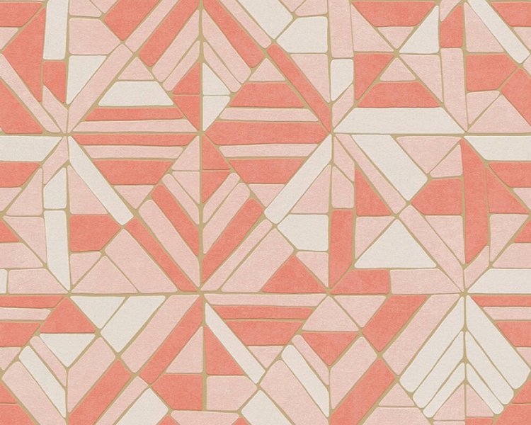 Vliesová retro tapeta 374811 grafická -  červená, růžová, oranžová, zlatá, bílá / Tapety na zeď 37481-1 Pop Style (0,53 x 10,05 m) A.S.Création