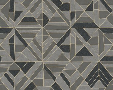 Vliesová retro tapeta 374814 grafická -  šedá, černá, zlatá, hnědá, taupe / Tapety na zeď 37481-4 Pop Style (0,53 x 10,05 m) A.S.Création