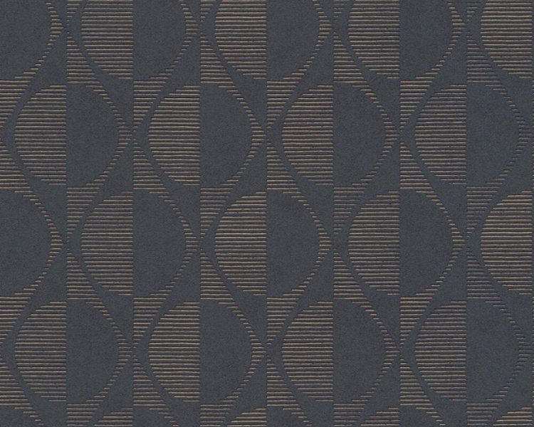 Vliesová retro tapeta grafická -  černá, zlatá, metalická 374781 / Tapety na zeď 37478-1 Pop Style (0,53 x 10,05 m) A.S.Création