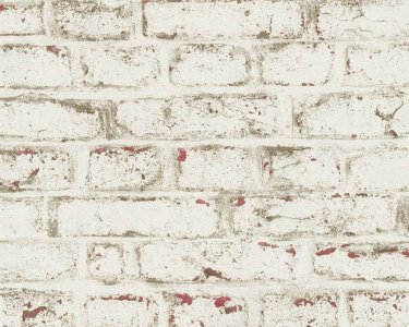 Vliesová tapeta na zeď béžové cihly 371621, barva béžová, bílá, červená / Tapety do bytu 37162-1 Trendwall (0,53 x 10,05 m) A.S.Création