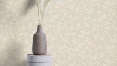 Vliesová tapeta béžové listy, rostlinný vzor (0,53 x 10,05 m) / Vliesové tapety na zeď Liverna 554847Rasch