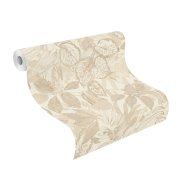 Vliesová tapeta béžové listy, rostlinný vzor (0,53 x 10,05 m) / Vliesové tapety na zeď Liverna 554908 Rasch