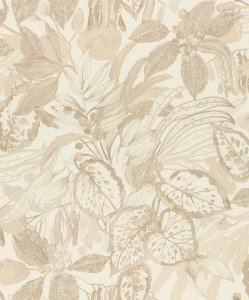 Vliesová tapeta béžové listy, rostlinný vzor (0,53 x 10,05 m) / Vliesové tapety na zeď Liverna 554908 Rasch