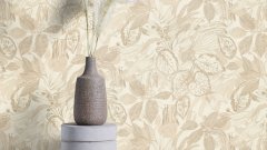Vliesová tapeta béžové listy, rostlinný vzor (0,53 x 10,05 m) / Vliesové tapety na zeď Liverna 554908 Rasch