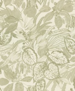 Vliesová tapeta zelené listy, rostlinný vzor (0,53 x 10,05 m) / Vliesové tapety na zeď Liverna 554922 Rasch