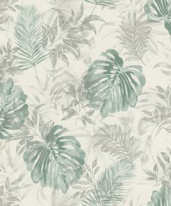 Vliesová tapeta zelené a šedé palmové listy (0,53 x 10,05 m) / Vliesové tapety na zeď My Moments 320602 Rasch